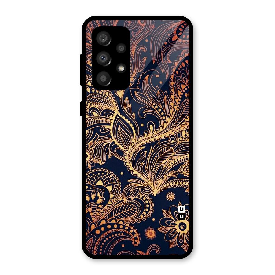Classy Golden Leafy Design Glass Back Case for Galaxy A32