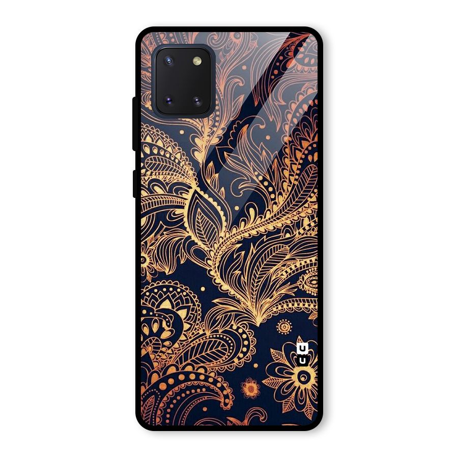 Classy Golden Leafy Design Glass Back Case for Galaxy Note 10 Lite