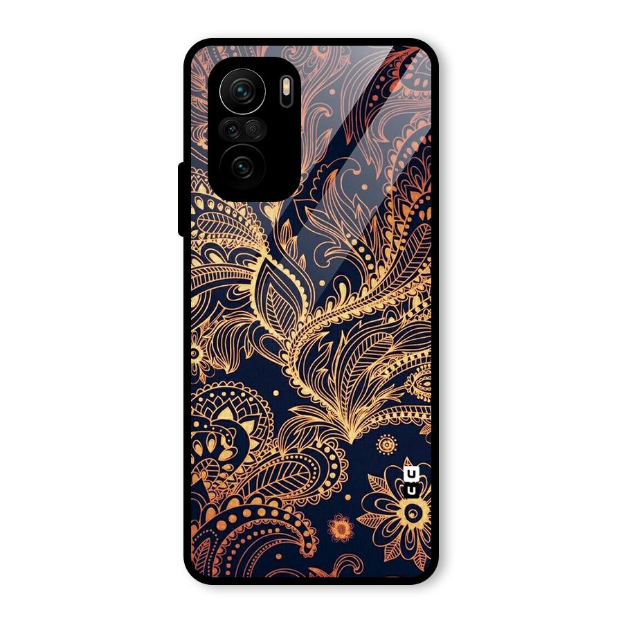 Classy Golden Leafy Design Glass Back Case for Mi 11X Pro