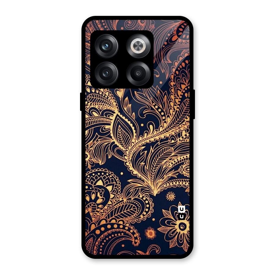 Classy Golden Leafy Design Glass Back Case for OnePlus 10T