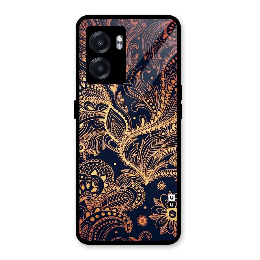 Classy Golden Leafy Design Glass Back Case for Oppo K10 (5G)