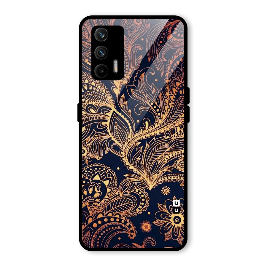 Classy Golden Leafy Design Glass Back Case for Realme GT 5G