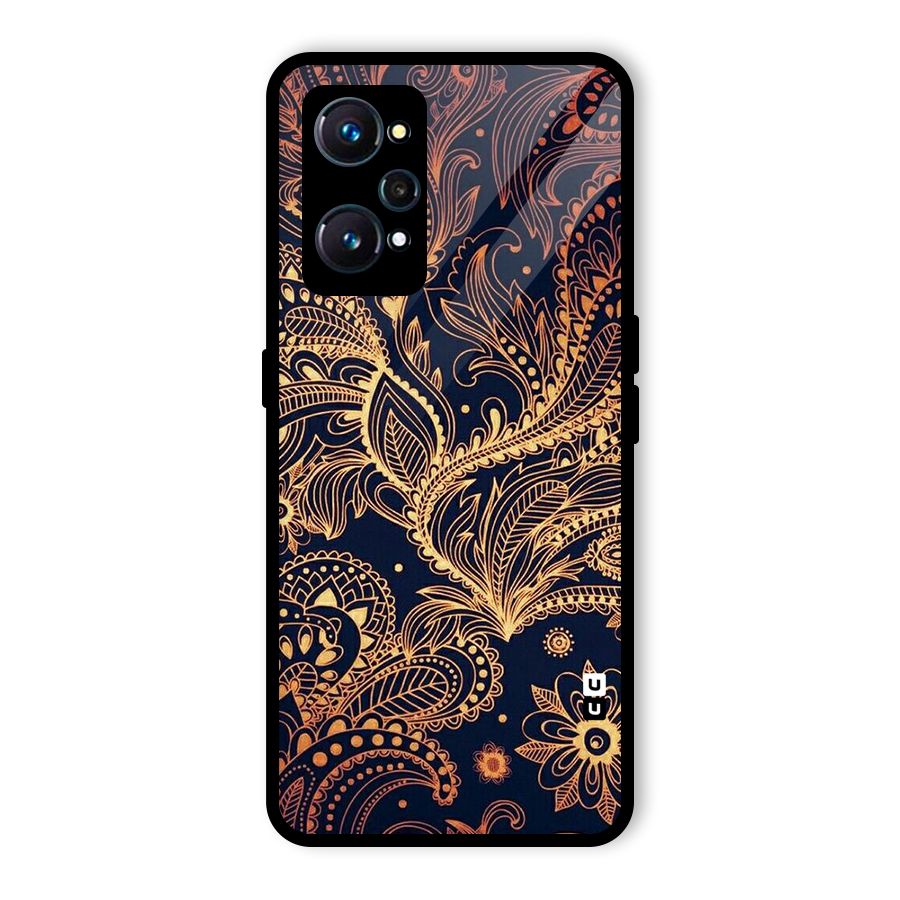 Classy Golden Leafy Design Glass Back Case for Realme GT Neo2