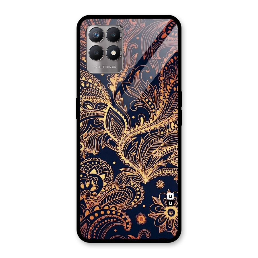 Classy Golden Leafy Design Glass Back Case for Realme Narzo 50