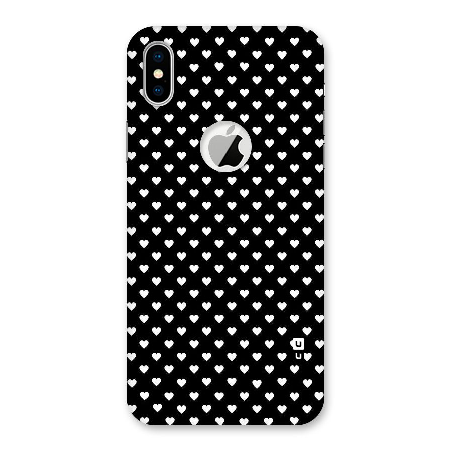 Classy Hearty Polka Back Case for iPhone XS Logo Cut