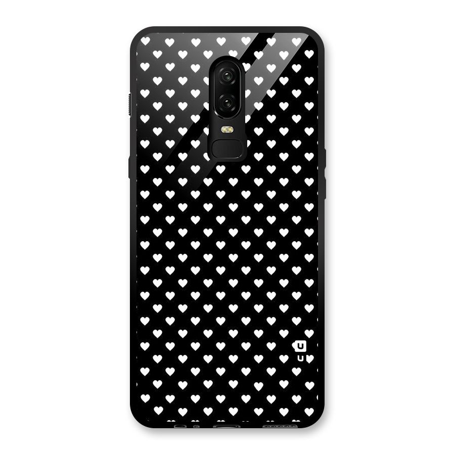 Classy Hearty Polka Glass Back Case for OnePlus 6