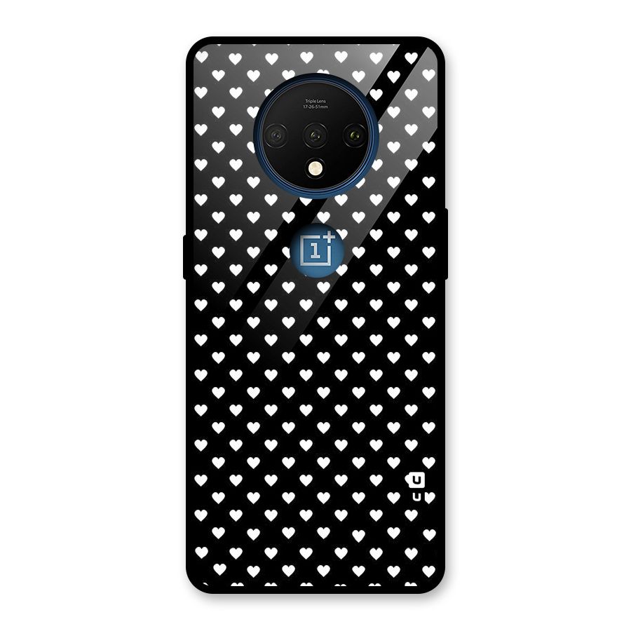 Classy Hearty Polka Glass Back Case for OnePlus 7T