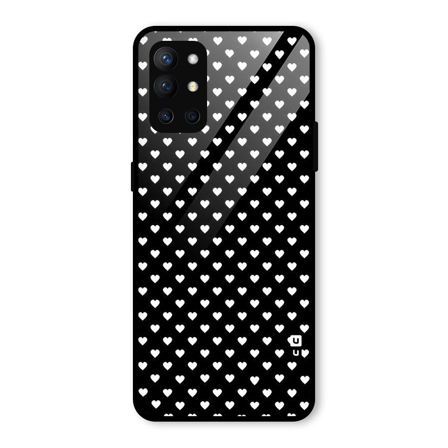 Classy Hearty Polka Glass Back Case for OnePlus 9R