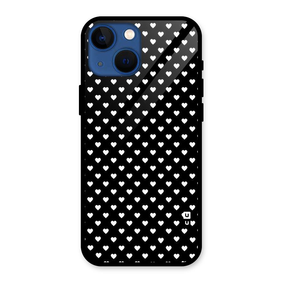Classy Hearty Polka Glass Back Case for iPhone 13 Mini
