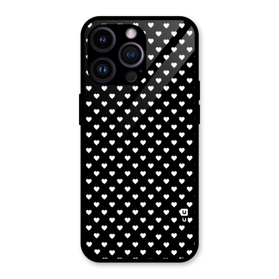 Classy Hearty Polka Glass Back Case for iPhone 14 Pro Max