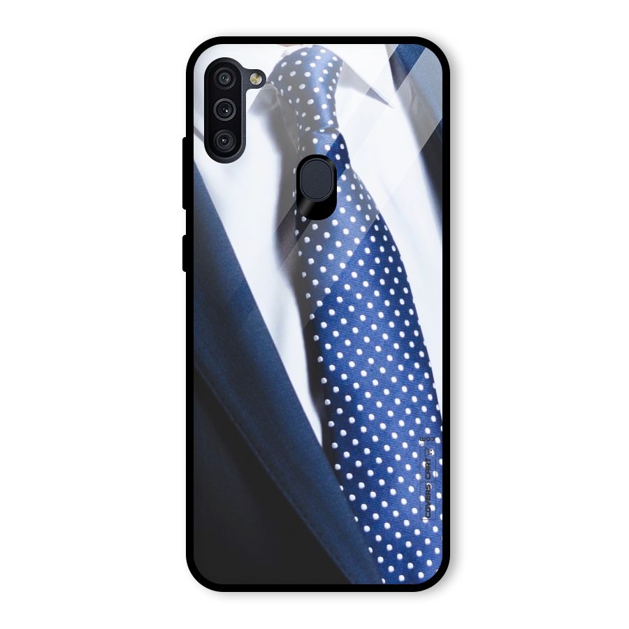 Classy Tie Glass Back Case for Galaxy M11