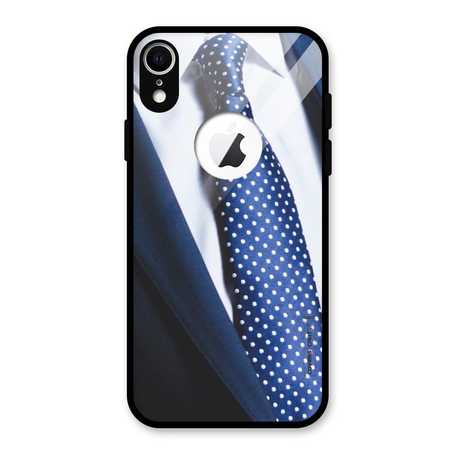 Classy Tie Glass Back Case for iPhone XR Logo Cut