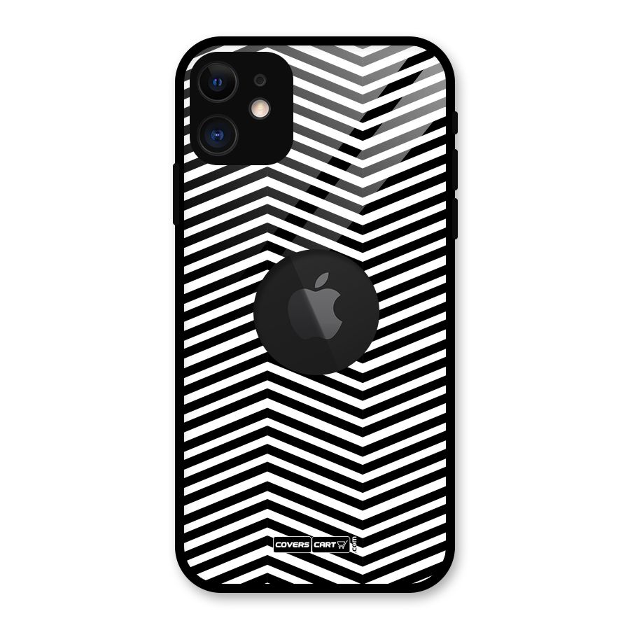 Classy Zig Zag Glass Back Case for iPhone 11 Logo Cut