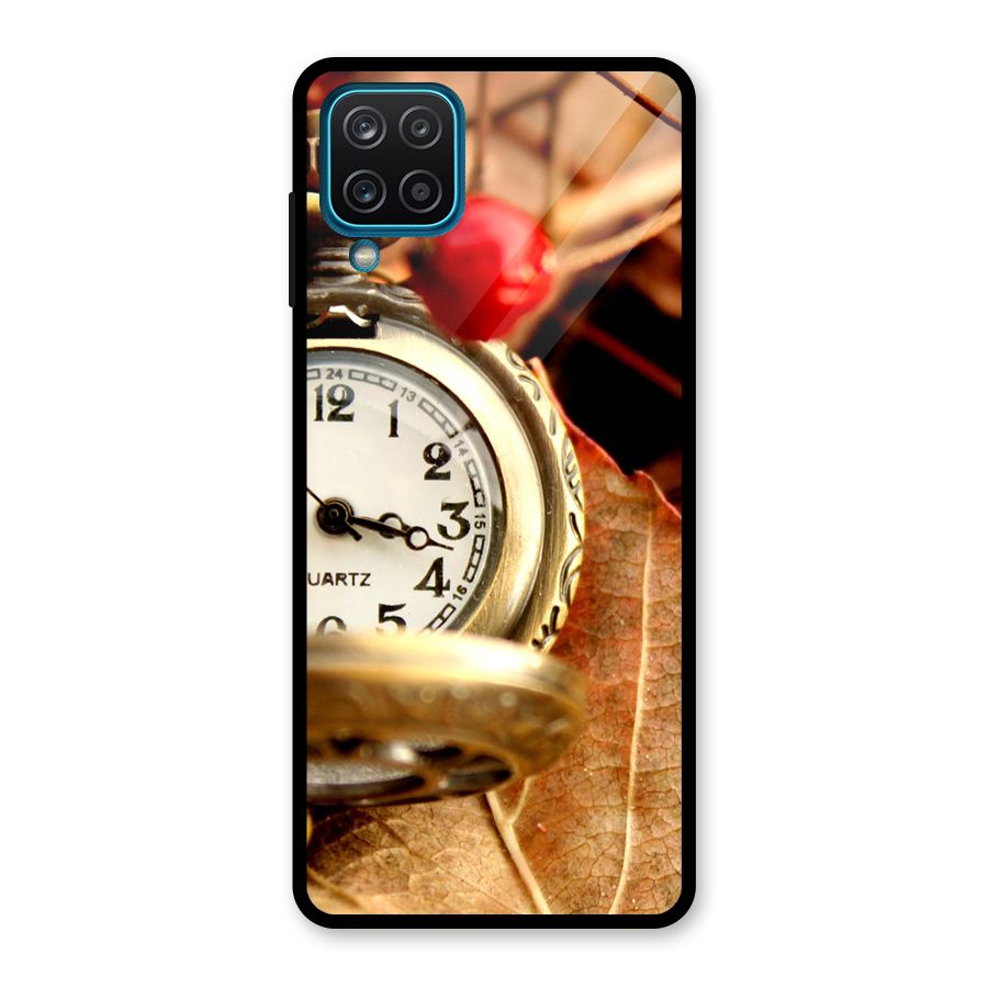 Clock And Cherry Glass Back Case for Galaxy A12
