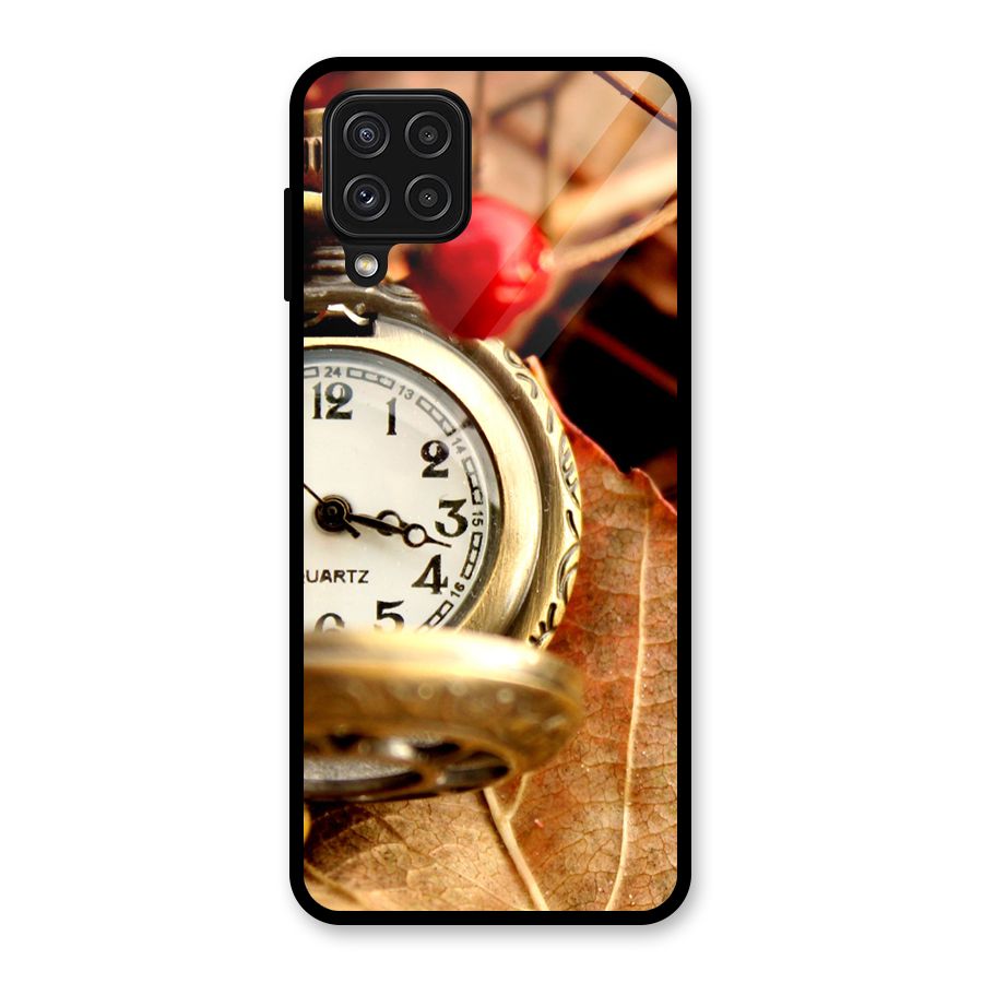 Clock And Cherry Glass Back Case for Galaxy A22 4G