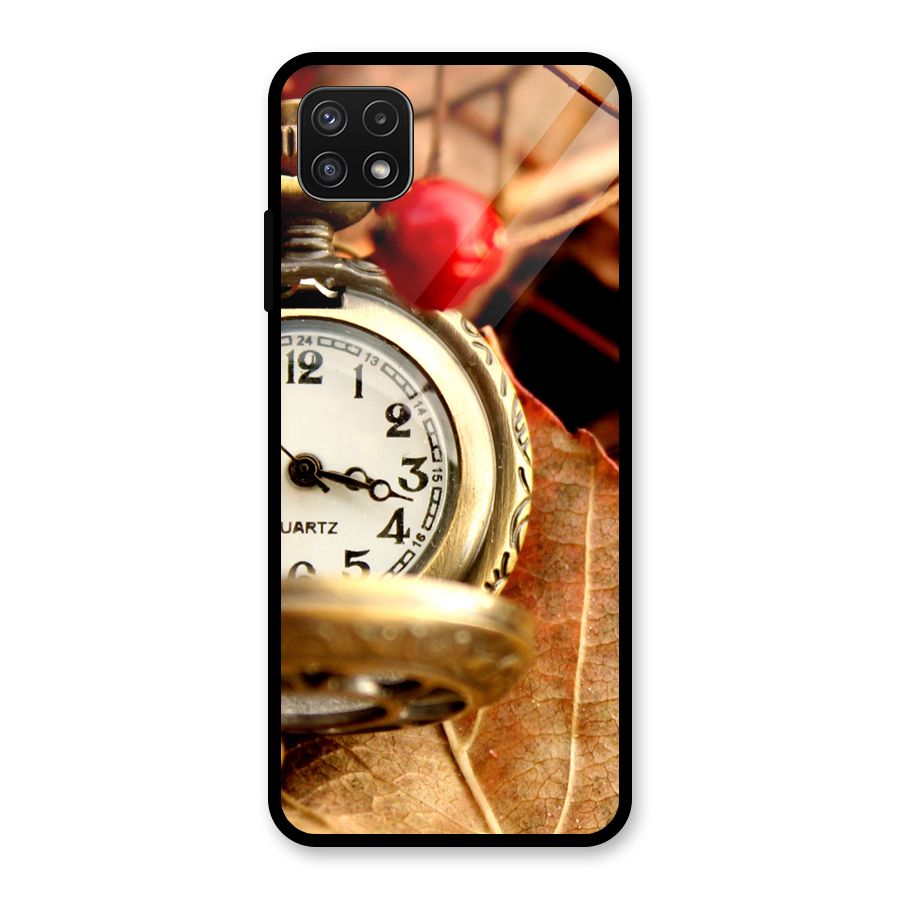 Clock And Cherry Glass Back Case for Galaxy A22 5G