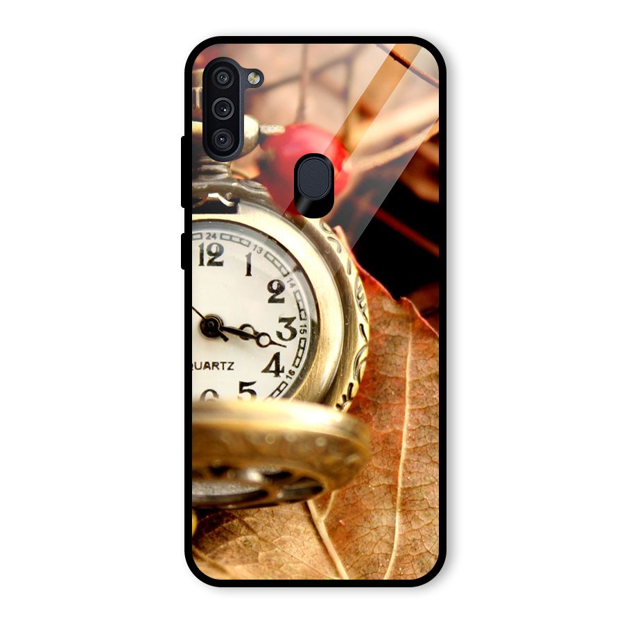 Clock And Cherry Glass Back Case for Galaxy M11