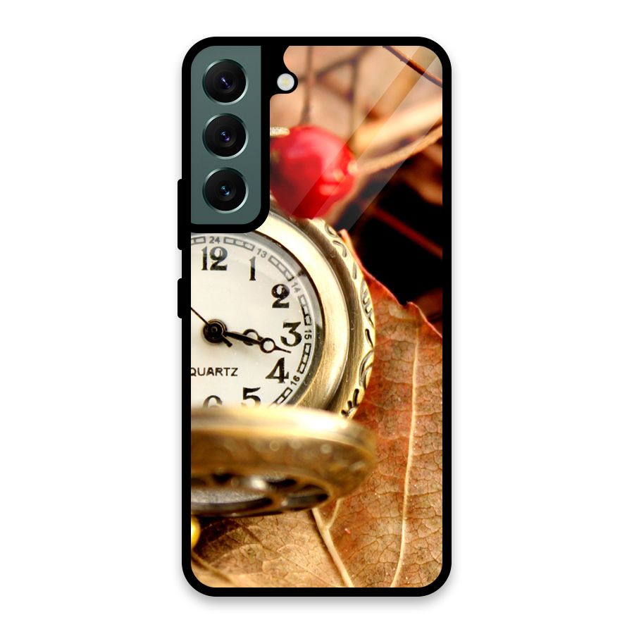 Clock And Cherry Glass Back Case for Galaxy S22 5G