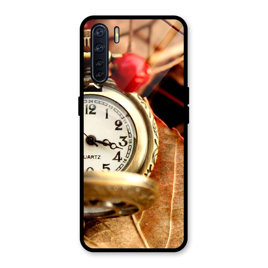 Clock And Cherry Glass Back Case for Oppo F15