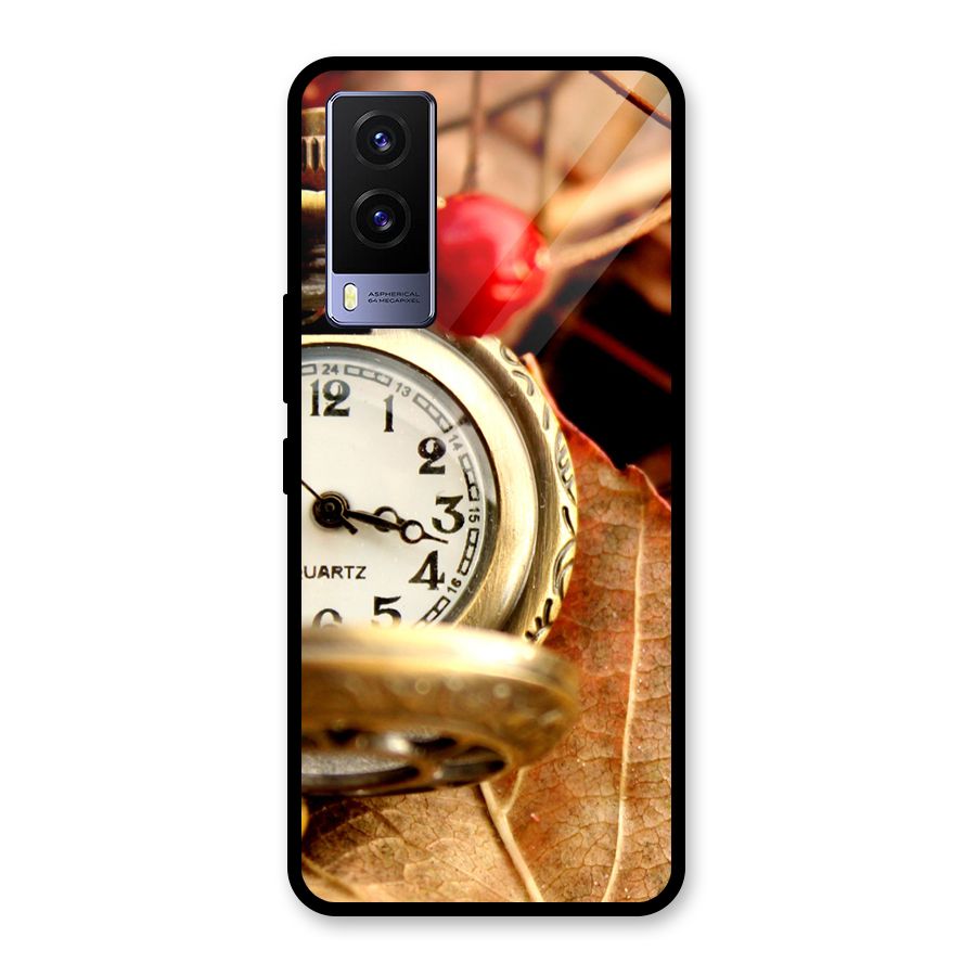 Clock And Cherry Glass Back Case for Vivo V21e 5G
