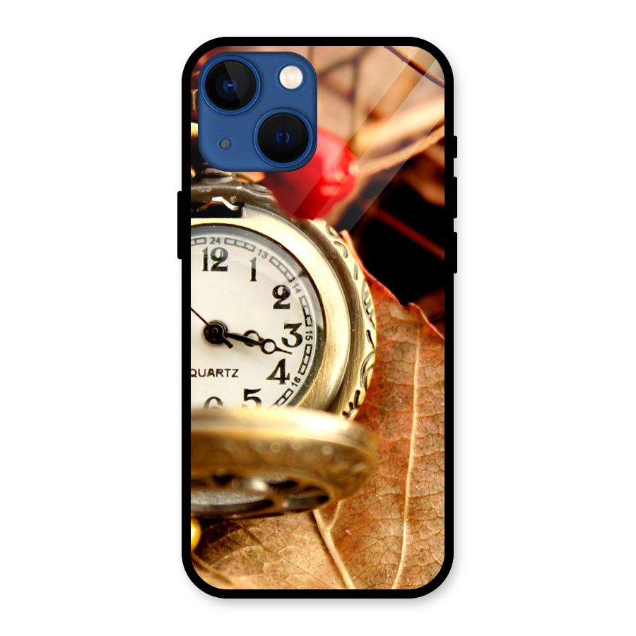 Clock And Cherry Glass Back Case for iPhone 13 Mini