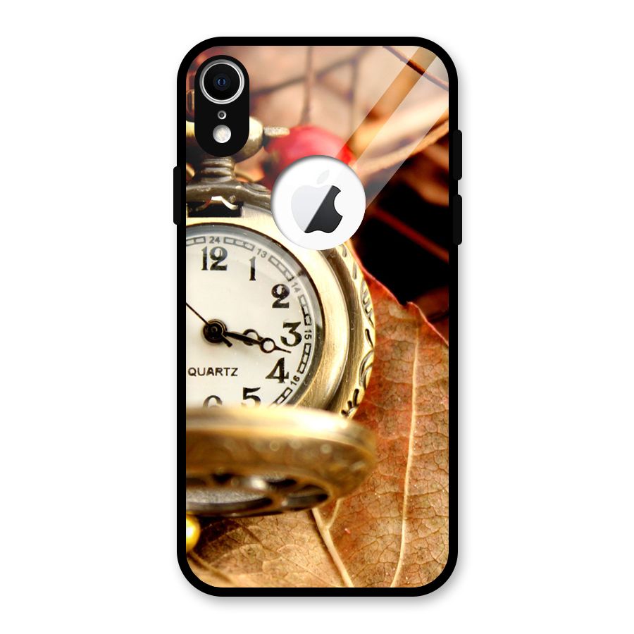 Clock And Cherry Glass Back Case for iPhone XR Logo Cut