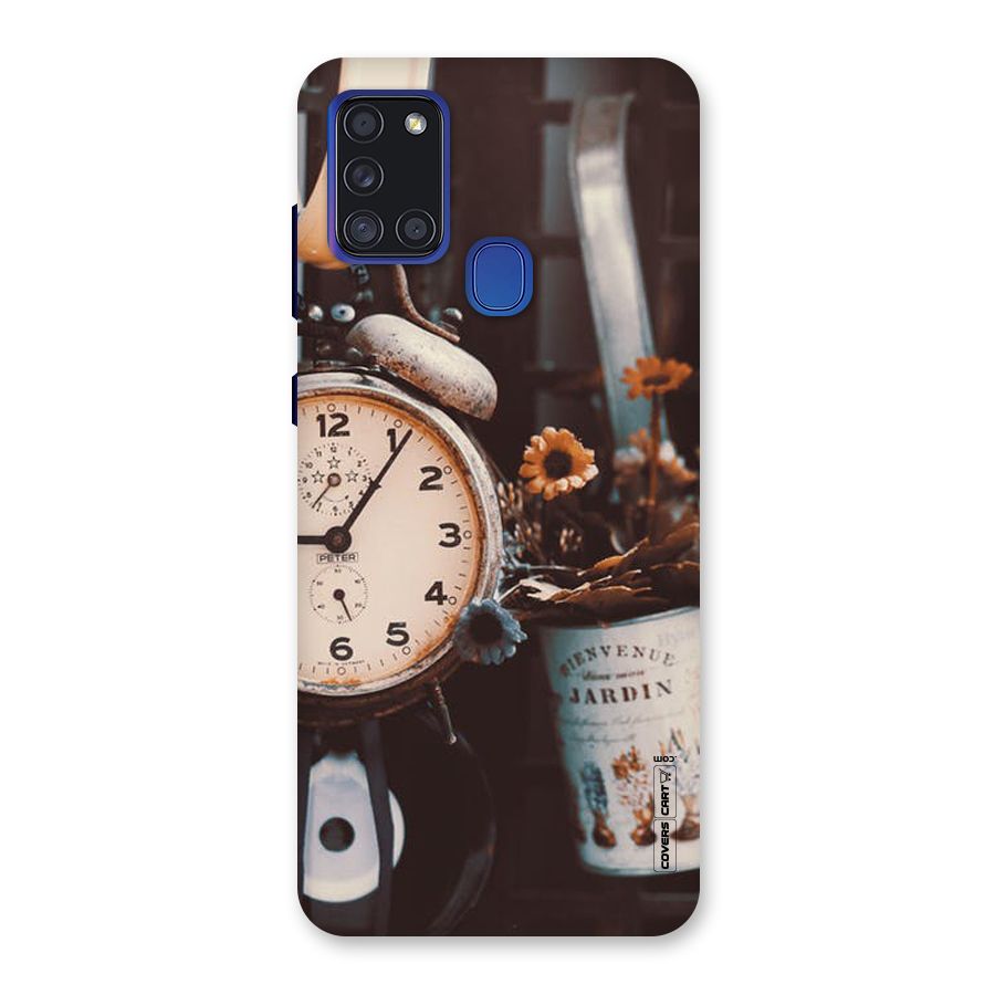 Clock And Flowers Back Case for Galaxy A21s