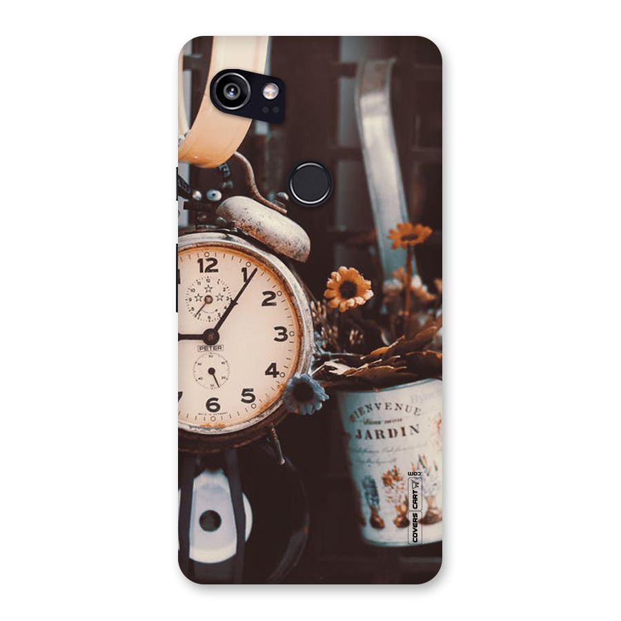 Clock And Flowers Back Case for Google Pixel 2 XL