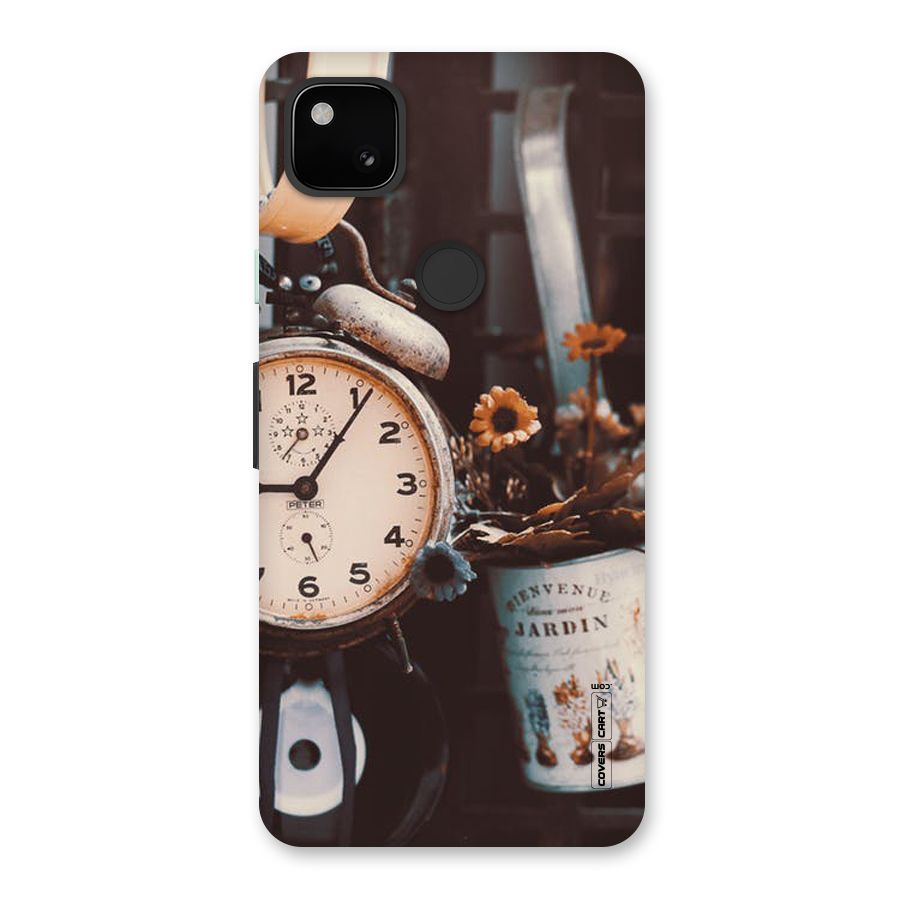 Clock And Flowers Back Case for Google Pixel 4a