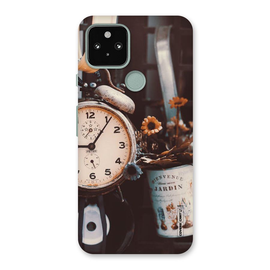 Clock And Flowers Back Case for Google Pixel 5