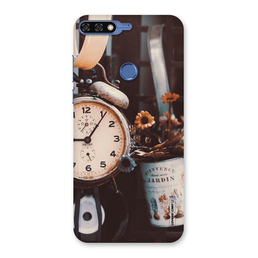 Clock And Flowers Back Case for Honor 7C