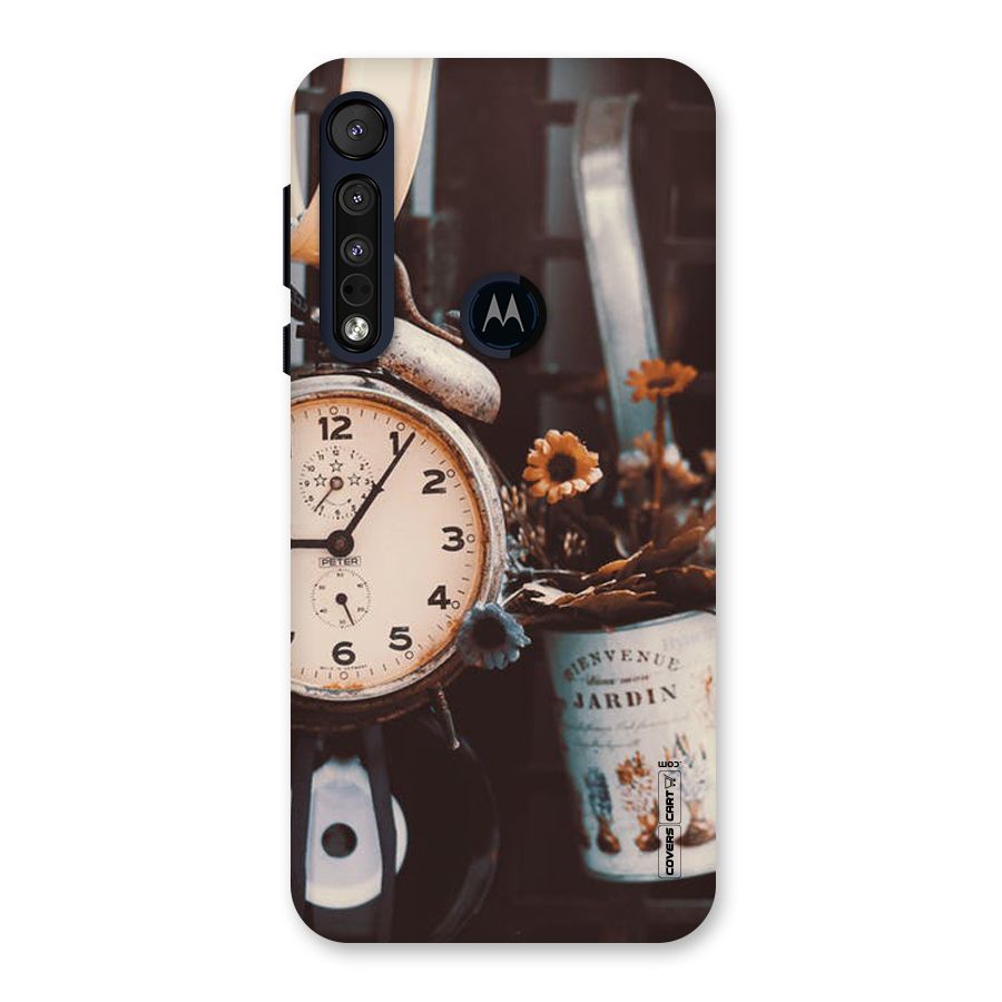 Clock And Flowers Back Case for Motorola One Macro