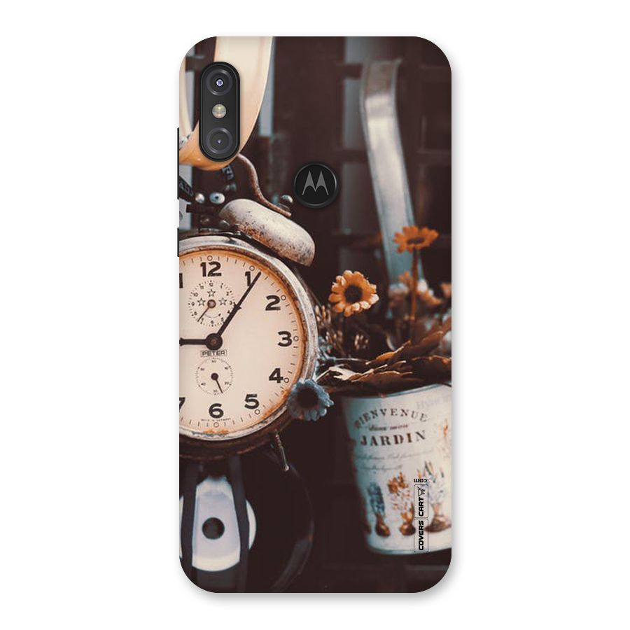 Clock And Flowers Back Case for Motorola One Power