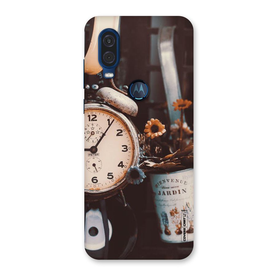 Clock And Flowers Back Case for Motorola One Vision