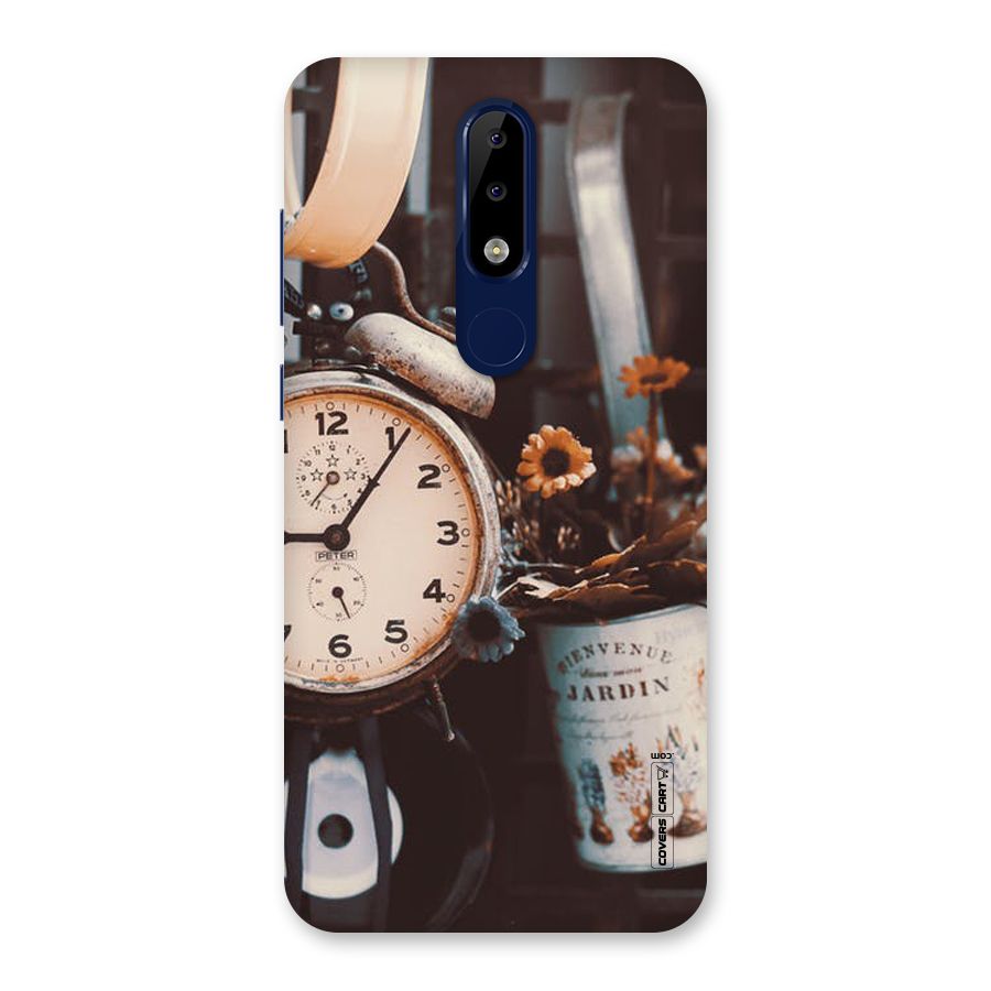 Clock And Flowers Back Case for Nokia 5.1 Plus