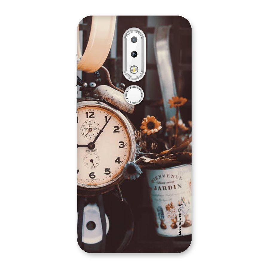 Clock And Flowers Back Case for Nokia 6.1 Plus