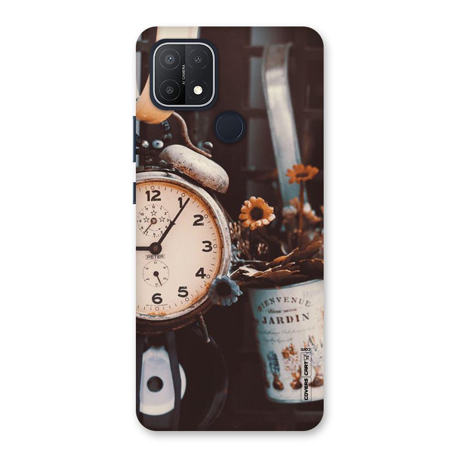 Clock And Flowers Back Case for Oppo A15