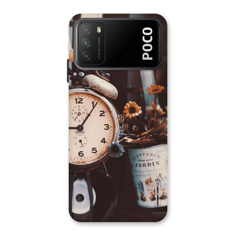 Clock And Flowers Back Case for Poco M3