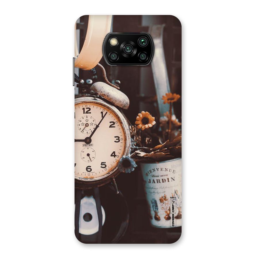 Clock And Flowers Back Case for Poco X3