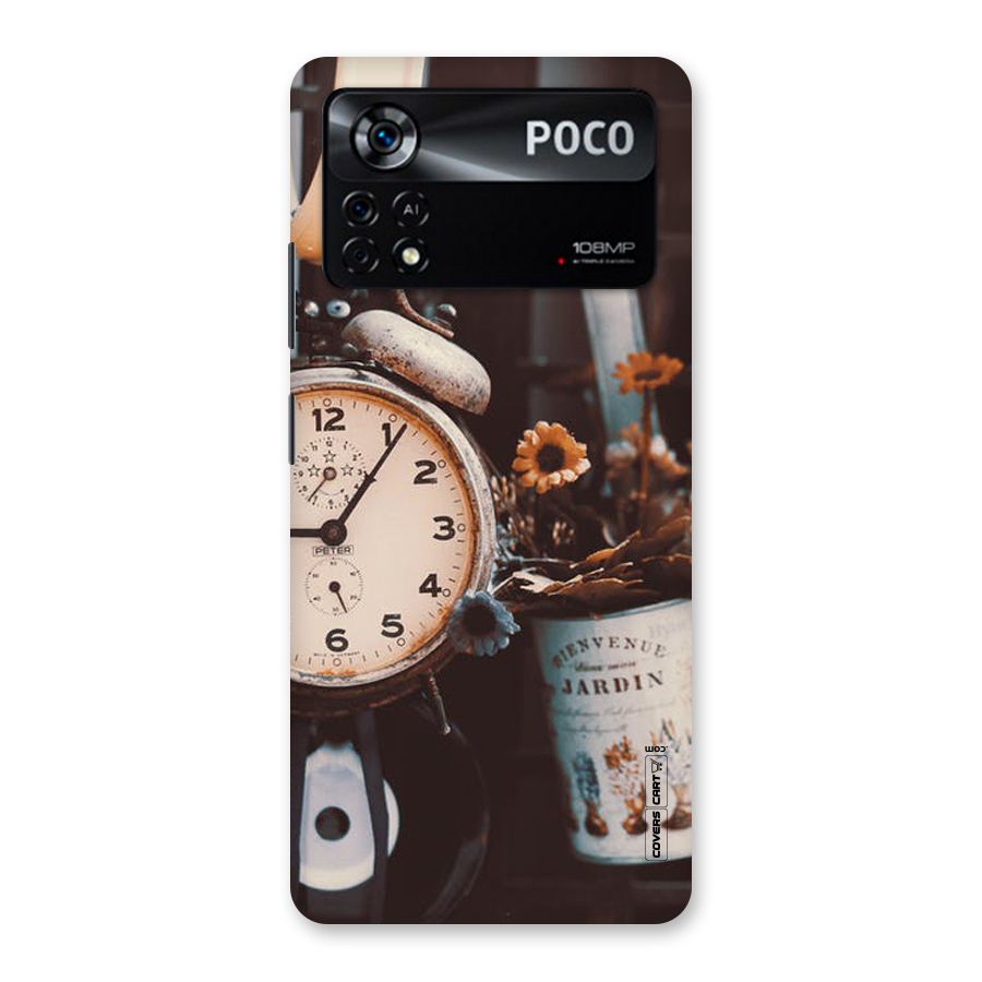 Clock And Flowers Back Case for Poco X4 Pro 5G