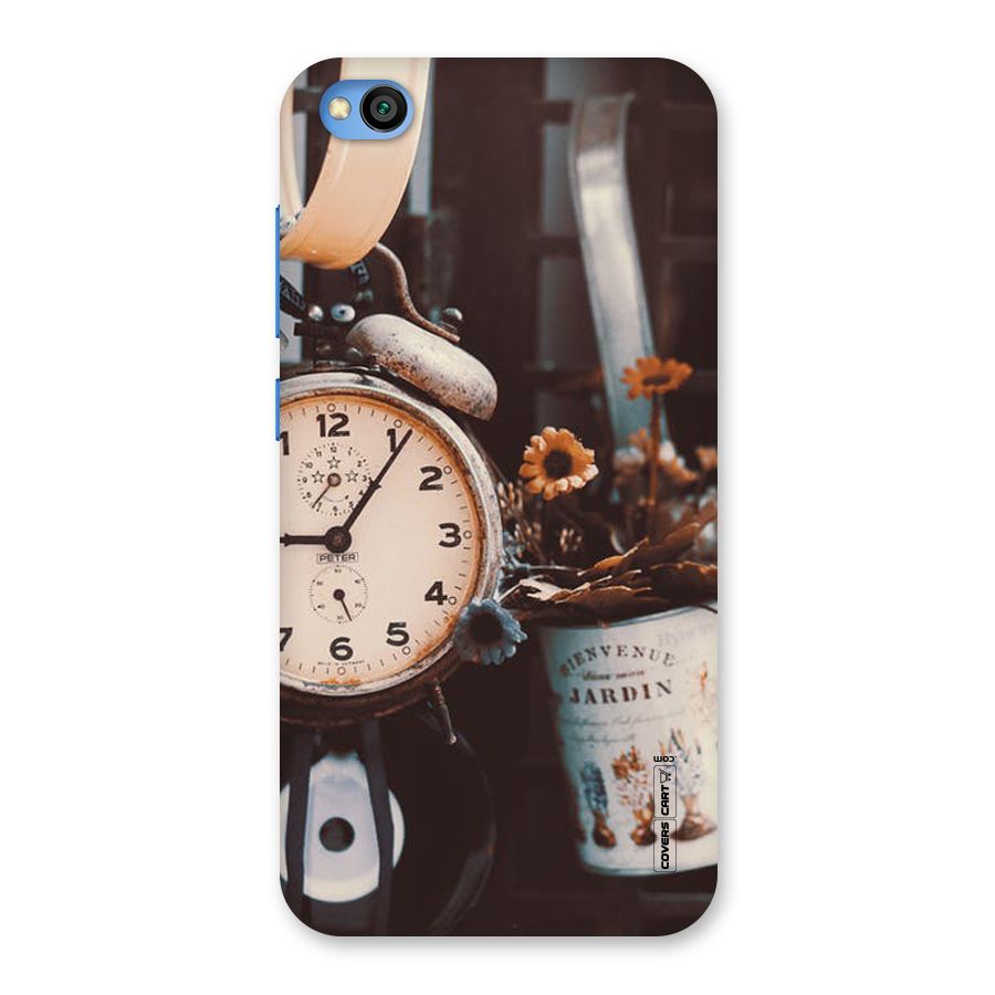 Clock And Flowers Back Case for Redmi Go