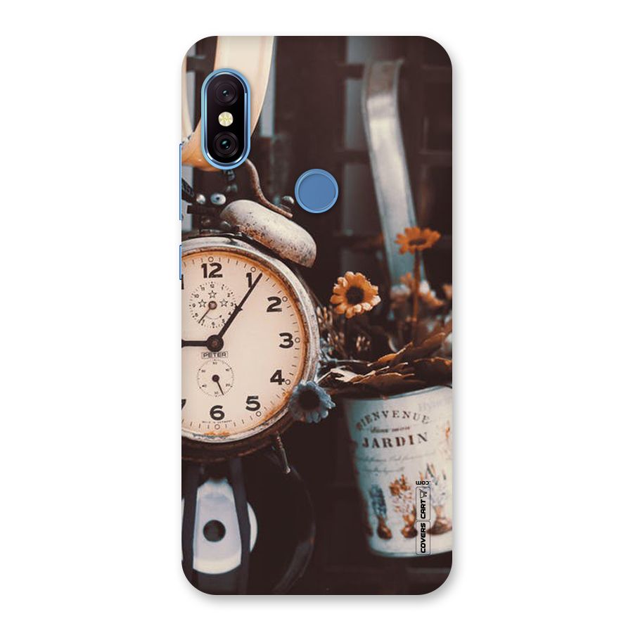 Clock And Flowers Back Case for Redmi Note 6 Pro