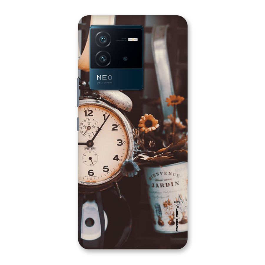Clock And Flowers Back Case for Vivo iQOO Neo 6 5G