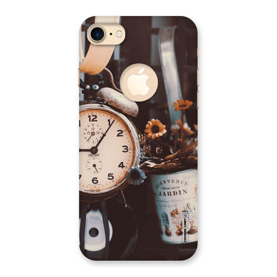 Clock And Flowers Back Case for iPhone 7 Logo Cut