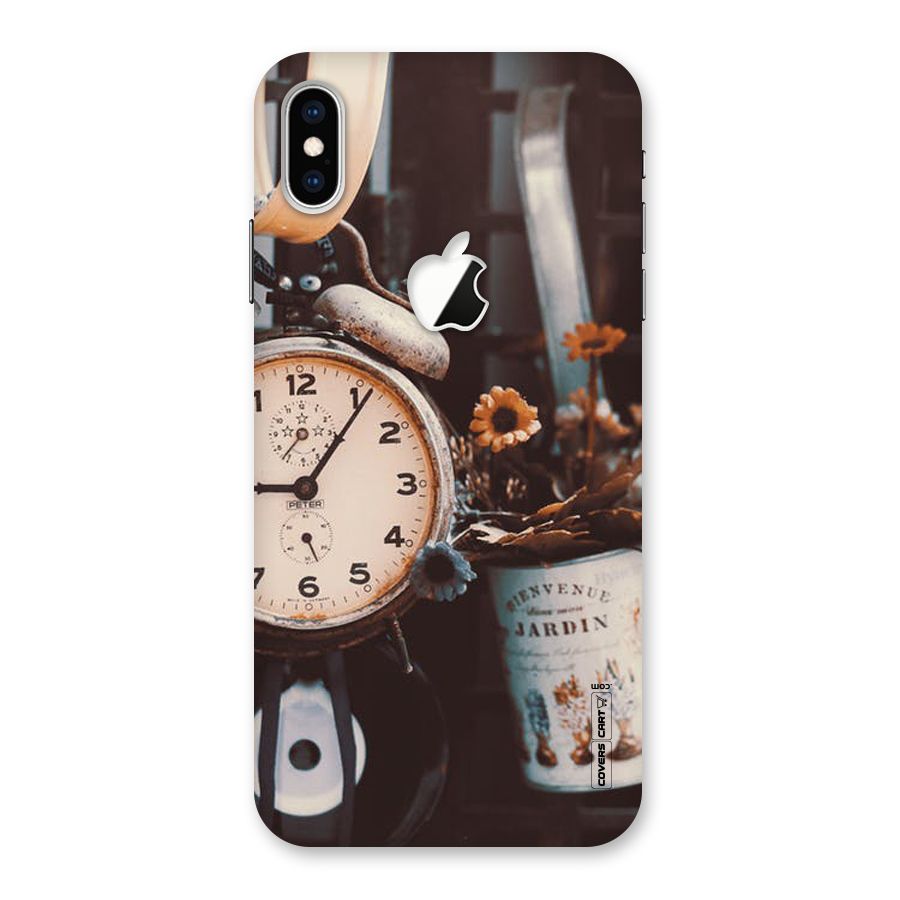Clock And Flowers Back Case for iPhone XS Max Apple Cut