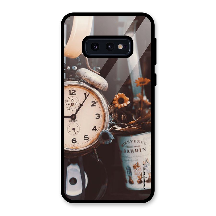 Clock And Flowers Glass Back Case for Galaxy S10e