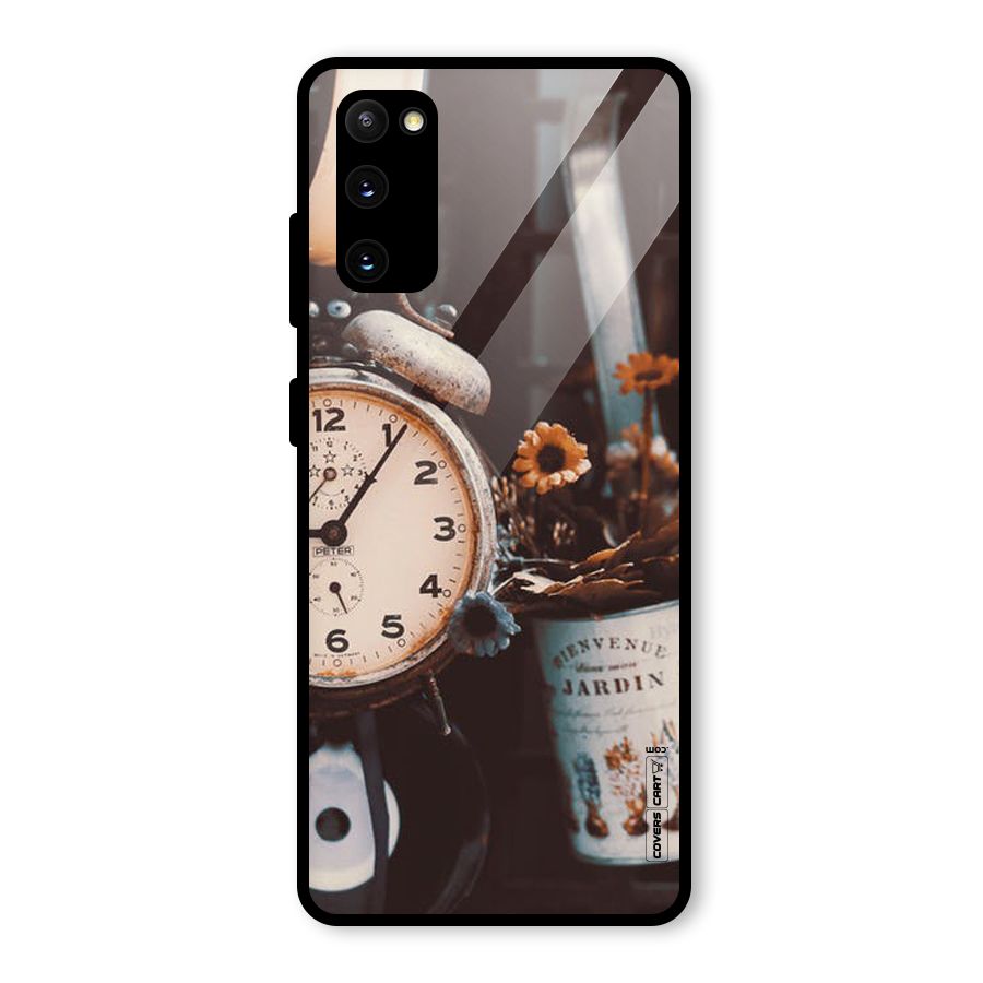 Clock And Flowers Glass Back Case for Galaxy S20 FE