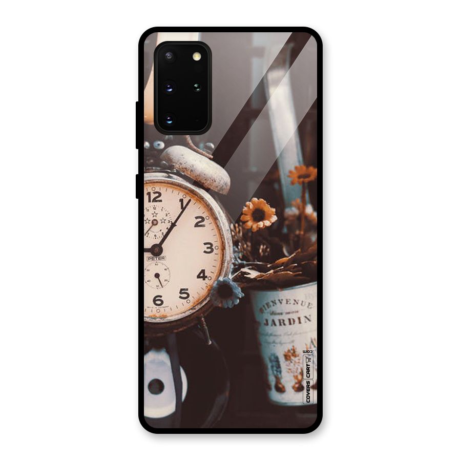 Clock And Flowers Glass Back Case for Galaxy S20 Plus