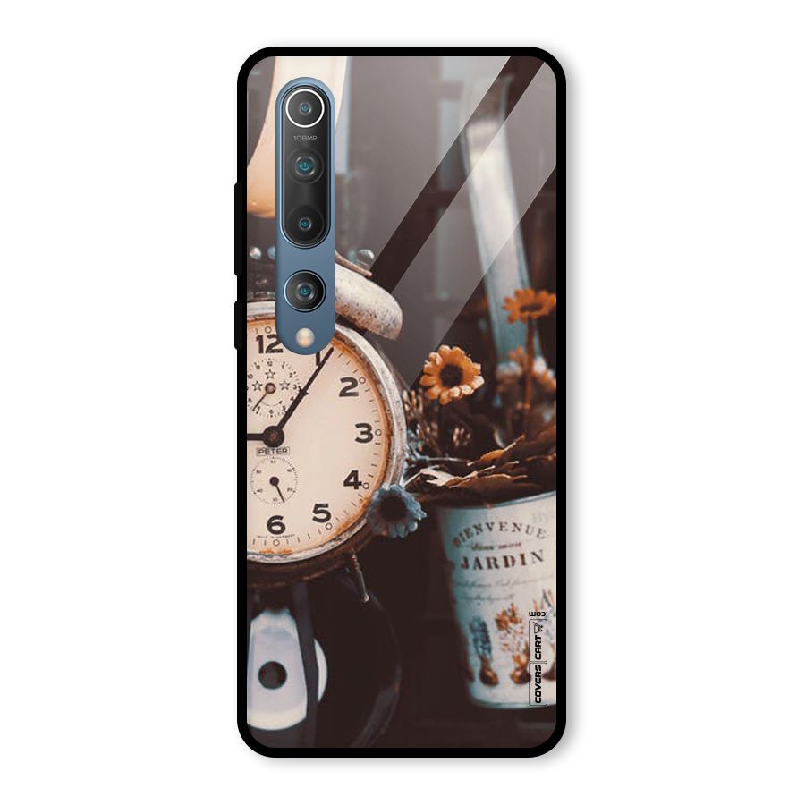Clock And Flowers Glass Back Case for Mi 10