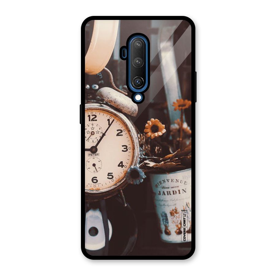 Clock And Flowers Glass Back Case for OnePlus 7T Pro